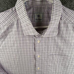 David Donahue Long Sleeve Purple Check 2XL Button Up Shirt Men Cotton Designer
